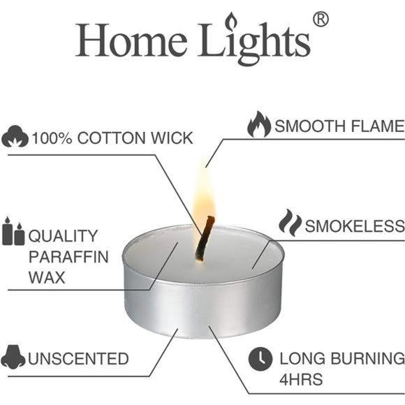 100 Pack Tealight Candles 4 Hour Burn Time White Unscented Smokeless Tea Lights - Picture 6 of 6
